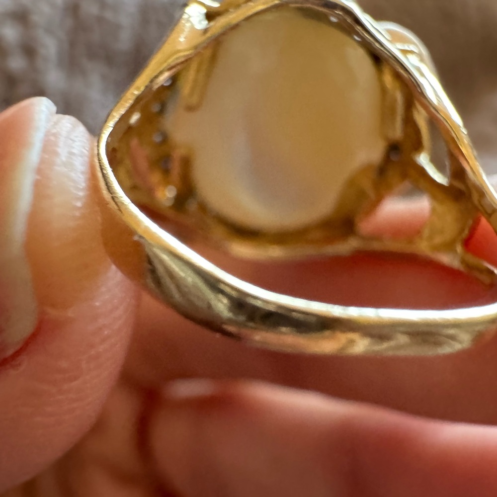Vintage 14K Yellow Gold Pearl & Diamond Ring – Size 6 – 4.6g - Picture 6 of 11